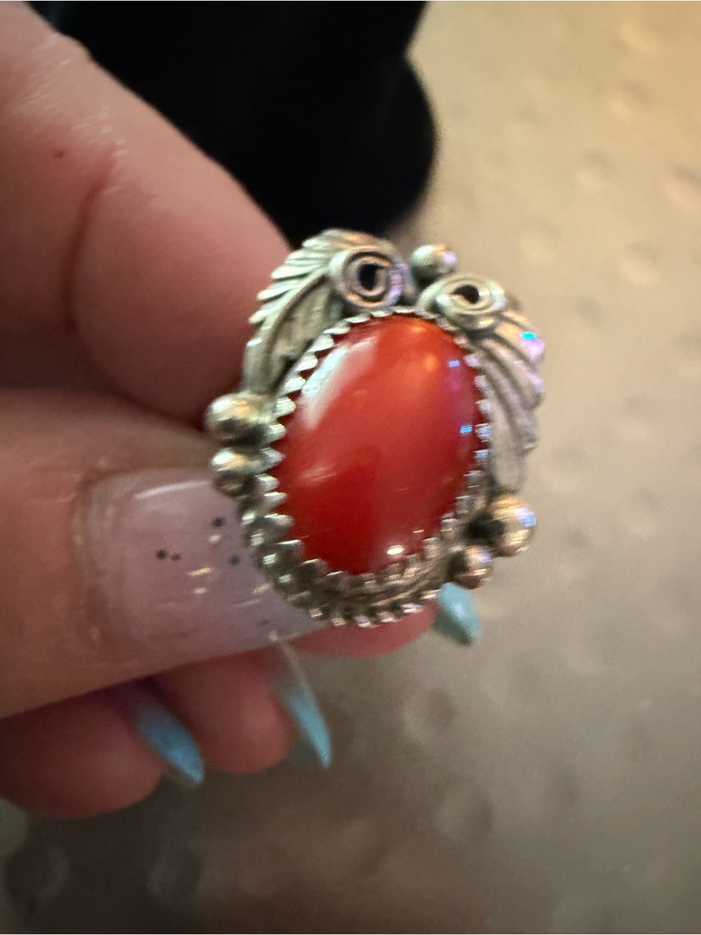 Southwest  Red  Oval stone Statement Ring